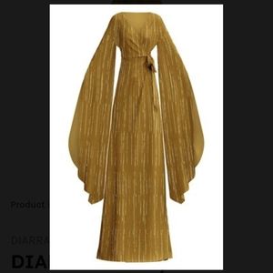 Diarrablu Maya Long Gold New Year's Evening Dress Exaggerated Sleeves Wrap Dress